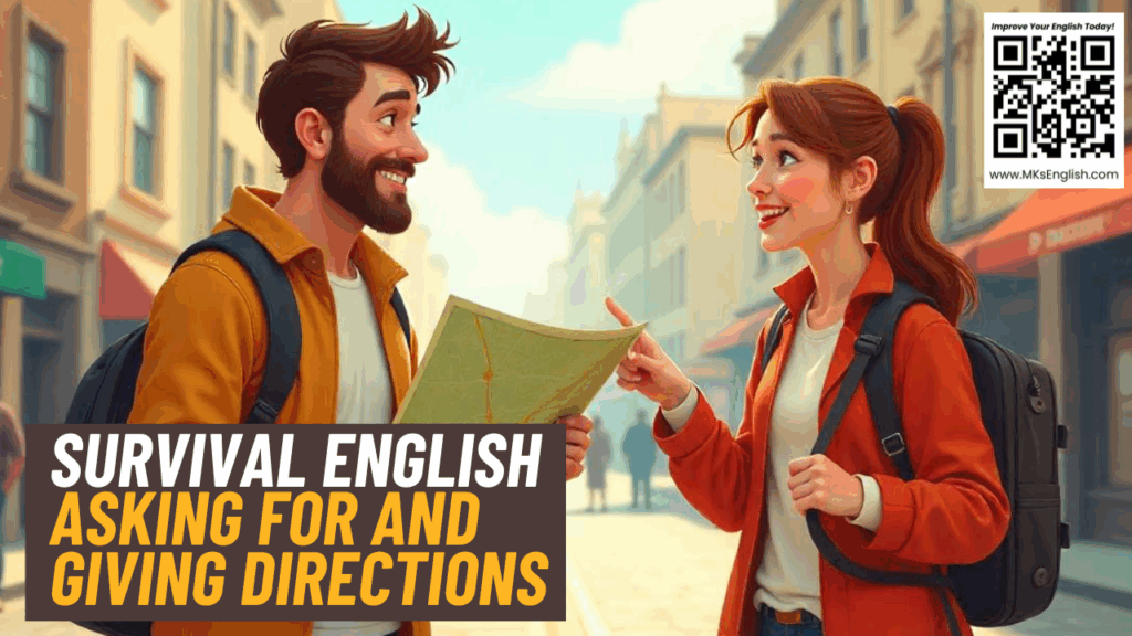 Asking for directions in English Giving directions in English Survival English for travelers How to get somewhere in English English phrases for street directions