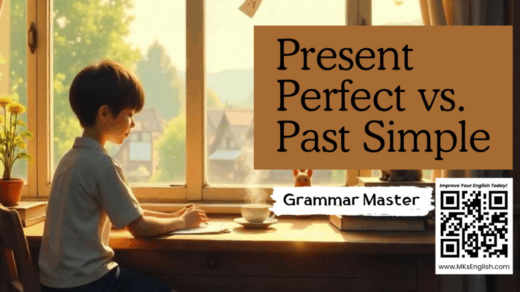 present perfect vs past simple, present perfect grammar, past simple grammar, english grammar rules, esl grammar lesson, grammar tips for english learners, english tenses explained, learn english grammar, grammar for toeic, grammar for ielts, grammar for eiken, real life grammar examples, present perfect practice, past simple examples, grammar mistakes english learners, how to use present perfect, english grammar blog, mk's english, grammar comparison tenses